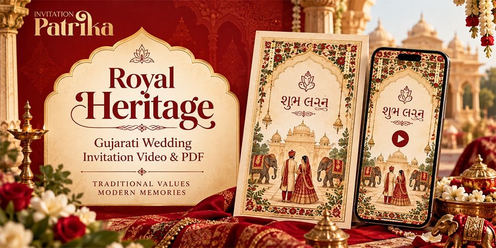 Royal Heritage Gujarati Wedding Invitation Video & PDF