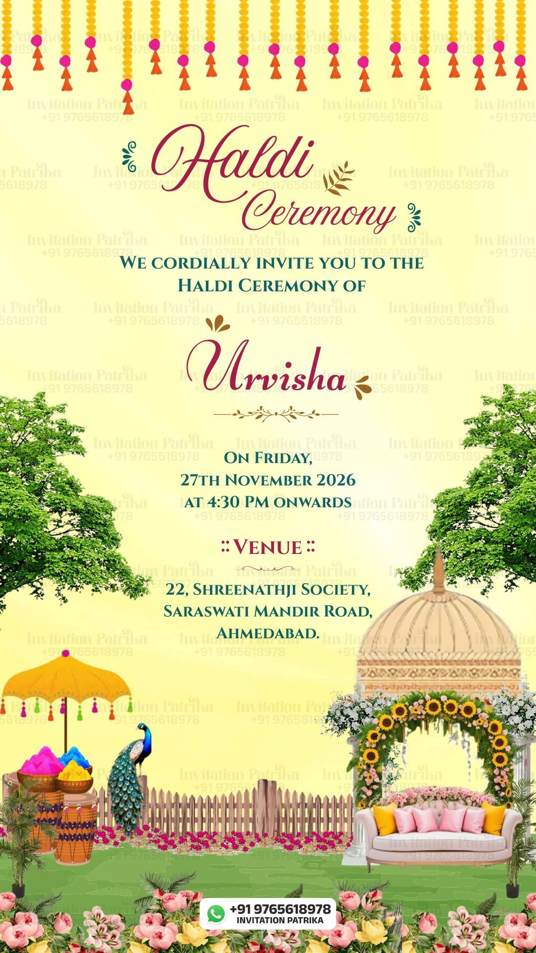 Elegant English Haldi Ceremony Invitation Card | Single Page PDF